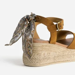 Sandale compensée cuir velours éco-conçu^Eram New