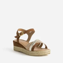 Sandale compensée en cuir velours^Eram Sale