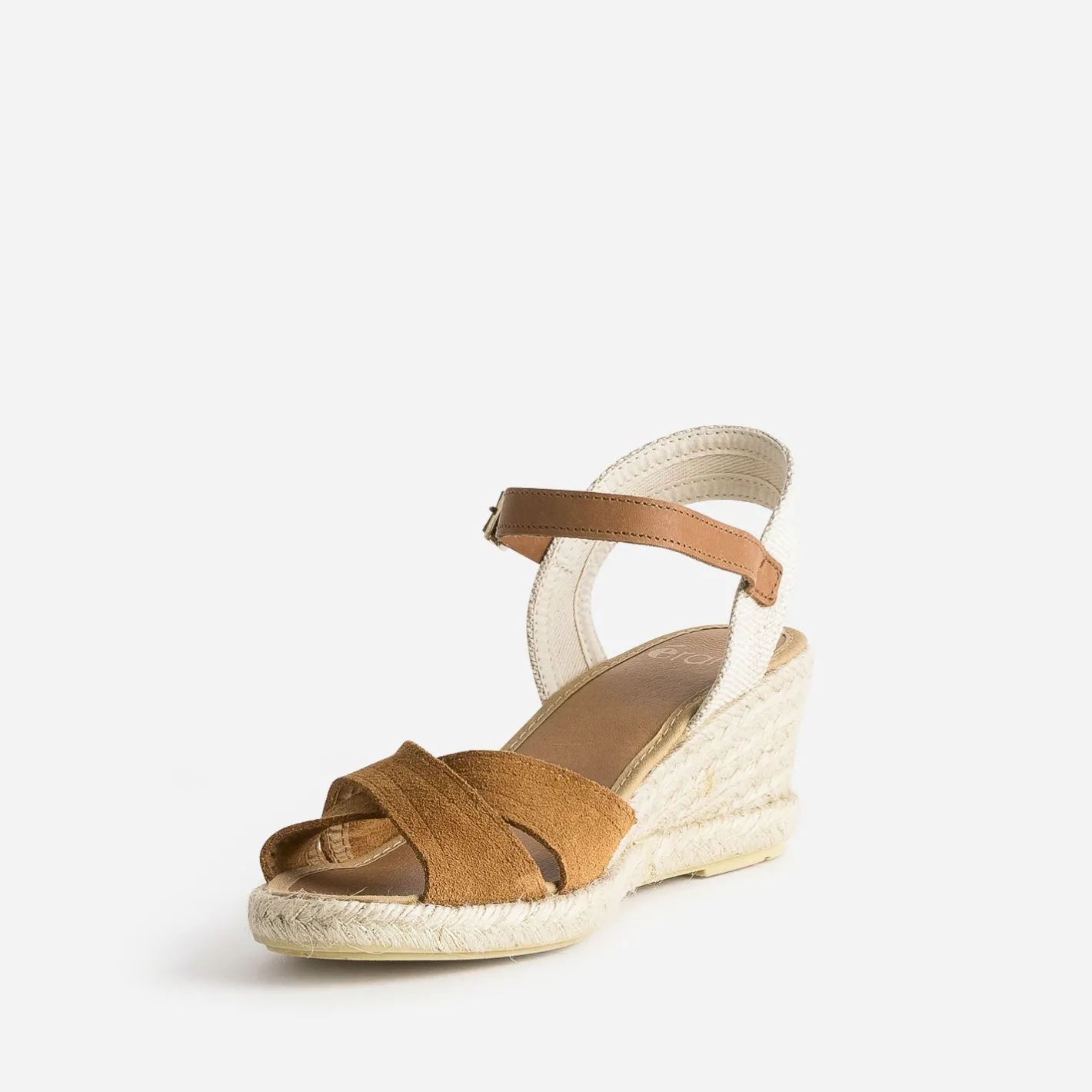 Sandale compensée en cuir velours éco-conçu^Eram Discount