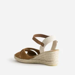 Sandale compensée en cuir velours éco-conçu^Eram Discount