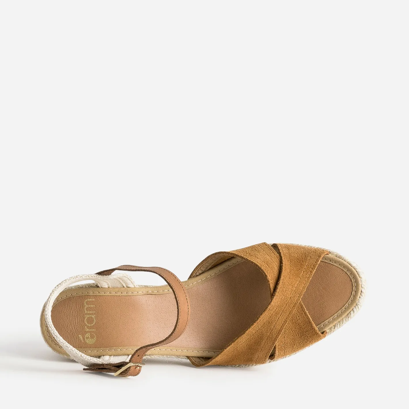 Sandale compensée en cuir velours éco-conçu^Eram Discount