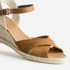 Sandale compensée en cuir velours éco-conçu^Eram Discount