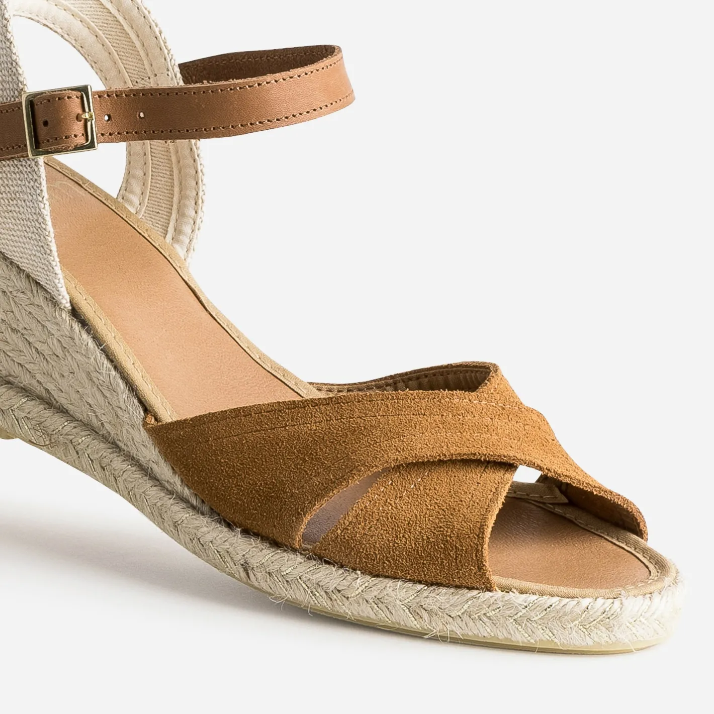 Sandale compensée en cuir velours éco-conçu^Eram Discount