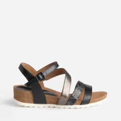 Sandale compensée e et bronze en cuir^Caprice Online