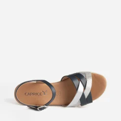 Sandale compensée et argenté en cuir^Caprice Best