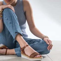 Sandale compensée cuir et tressage^Eram Best