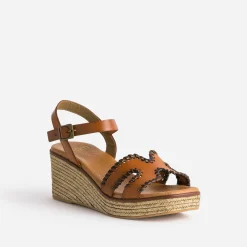 Sandale compensée cuir tressé marron^Eram Clearance