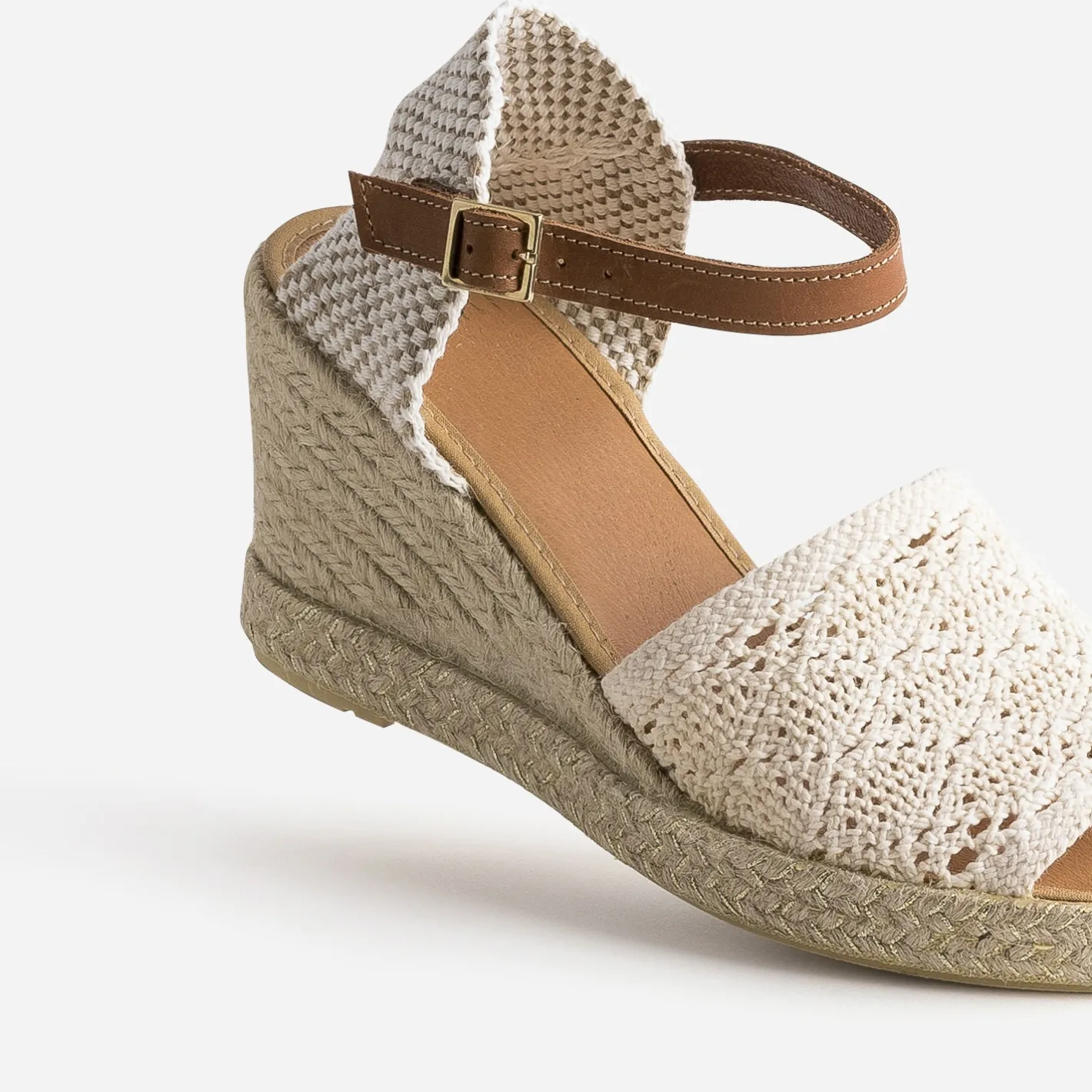 Sandale compensée écrue façon macramé^Eram Best