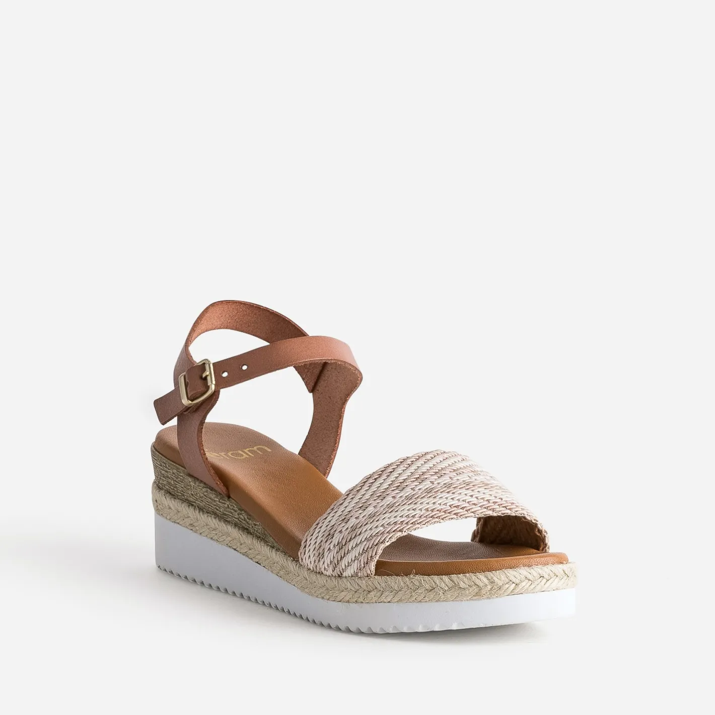 Sandale compensée en cuir éco-conçu^Eram