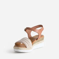 Sandale compensée en cuir éco-conçu^Eram