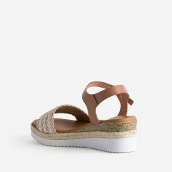 Sandale compensée en cuir éco-conçu^Eram