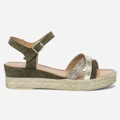 Sandale compensée en cuir velours^Eram