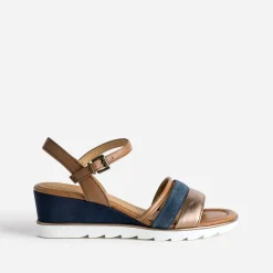 Sandale compensée en cuir velours^Marco Tozzi Online