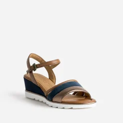 Sandale compensée en cuir velours^Marco Tozzi Online