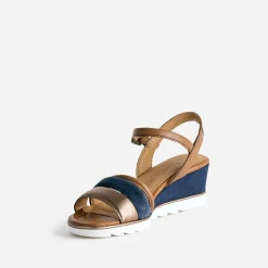 Sandale compensée en cuir velours^Marco Tozzi Online