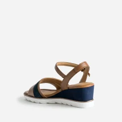 Sandale compensée en cuir velours^Marco Tozzi Online