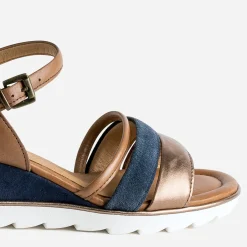 Sandale compensée en cuir velours^Marco Tozzi Online