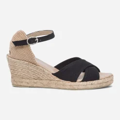 Sandale compensée e en toile de coton et chanvre^Eram Discount