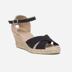 Sandale compensée e en toile de coton et chanvre^Eram Discount