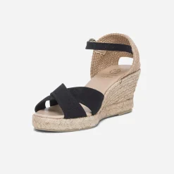 Sandale compensée e en toile de coton et chanvre^Eram Discount