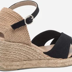 Sandale compensée e en toile de coton et chanvre^Eram Discount