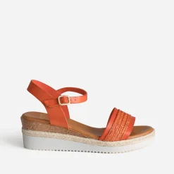 Sandale compensée cuir et tressage^Eram Sale