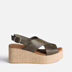 Sandale compensée en cuir^Texto Discount