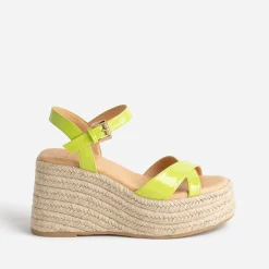 Sandale compensée lime verni^Texto Best