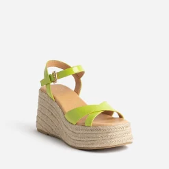 Sandale compensée lime verni^Texto Best