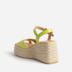 Sandale compensée lime verni^Texto Best