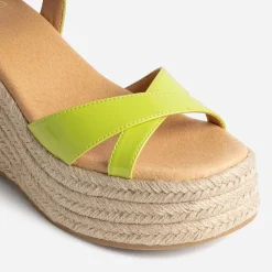 Sandale compensée lime verni^Texto Best