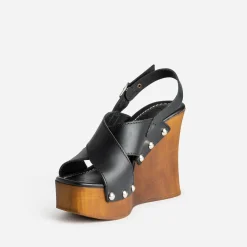 Sandale compensée e cuir^Texto New