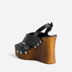 Sandale compensée e cuir^Texto New