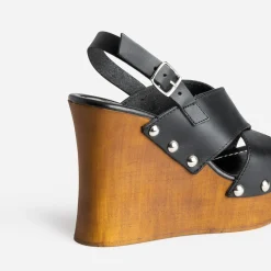 Sandale compensée e cuir^Texto New