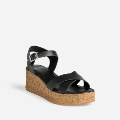 Sandale compensée e cuir^Texto New