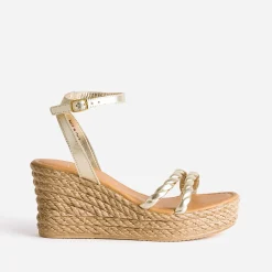 Sandale compensée en cuir^Texto New