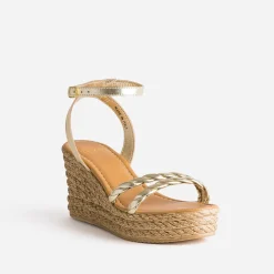 Sandale compensée en cuir^Texto New
