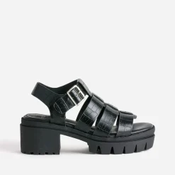 Sandale crantée e à brides embossées effet croco^Texto Outlet