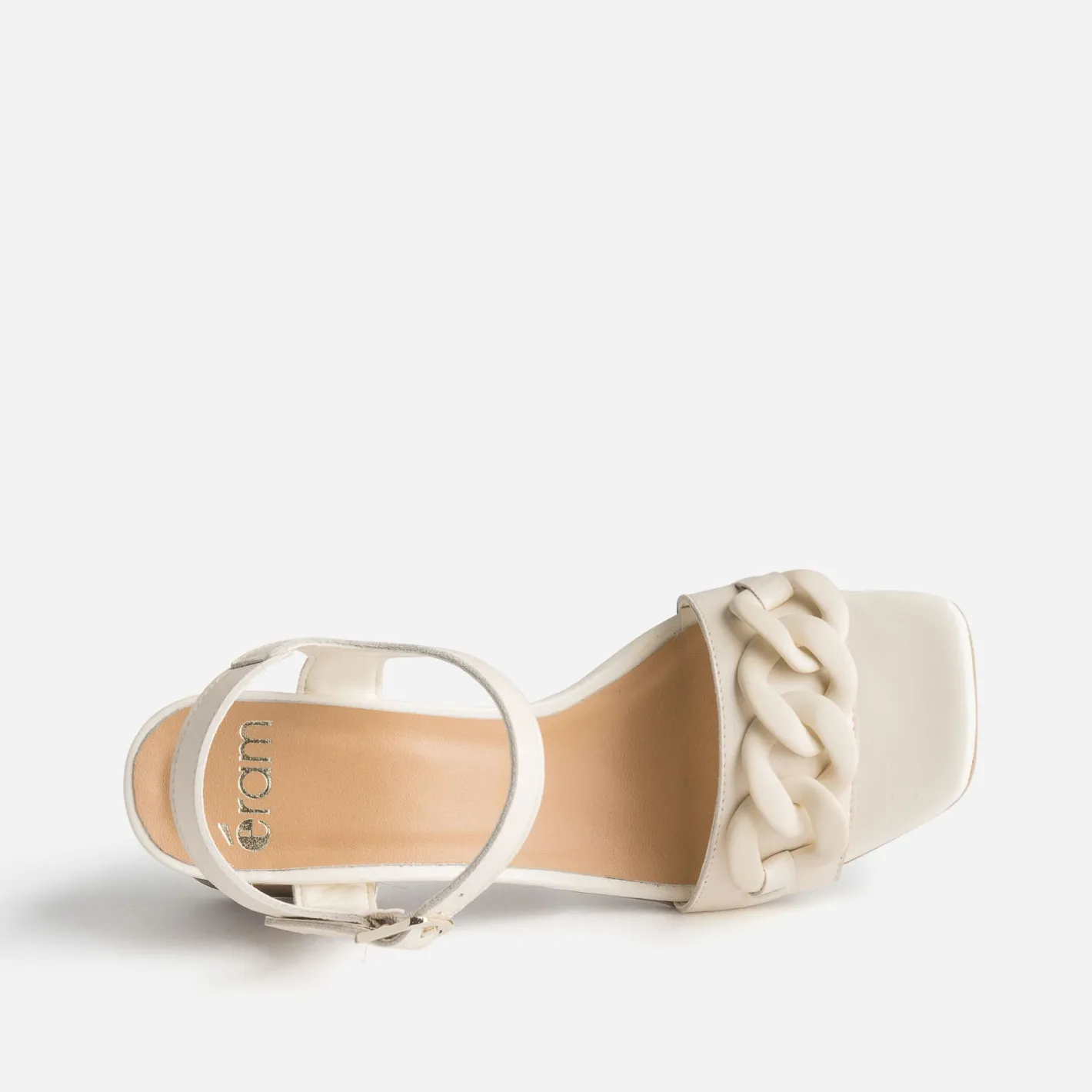 Sandale écrue en cuir avec maxi-chaîne écrue^Eram Discount