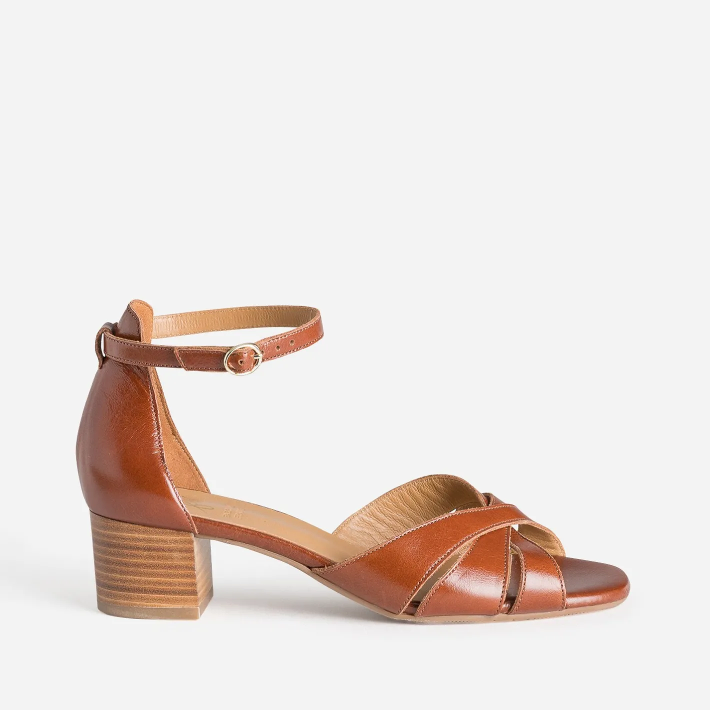 Sandale cognac cuir brides croisées^Eram Flex Sale