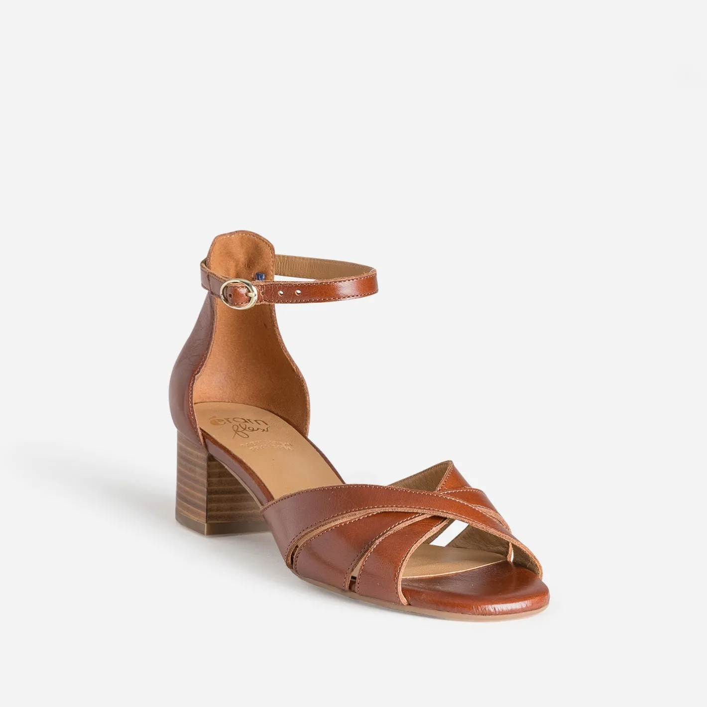 Sandale cognac cuir brides croisées^Eram Flex Sale