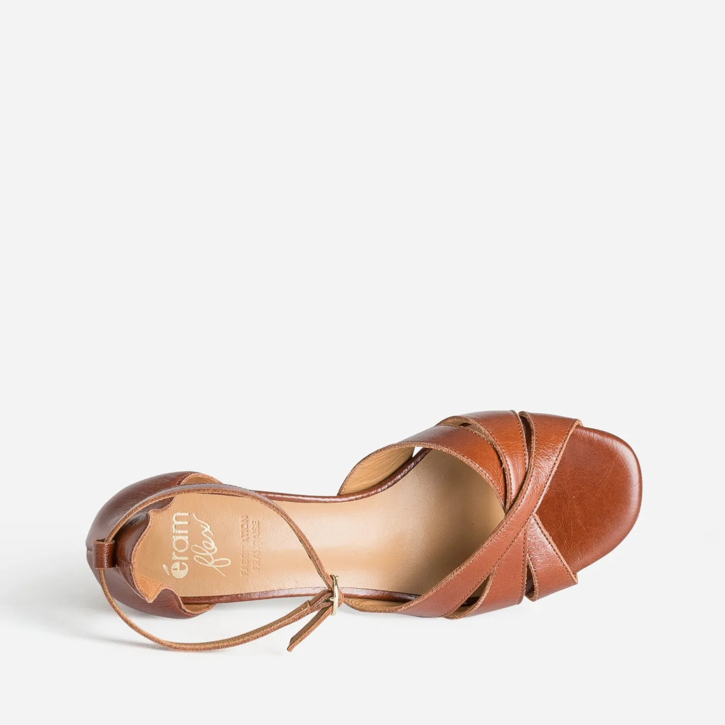 Sandale cognac cuir brides croisées^Eram Flex Sale