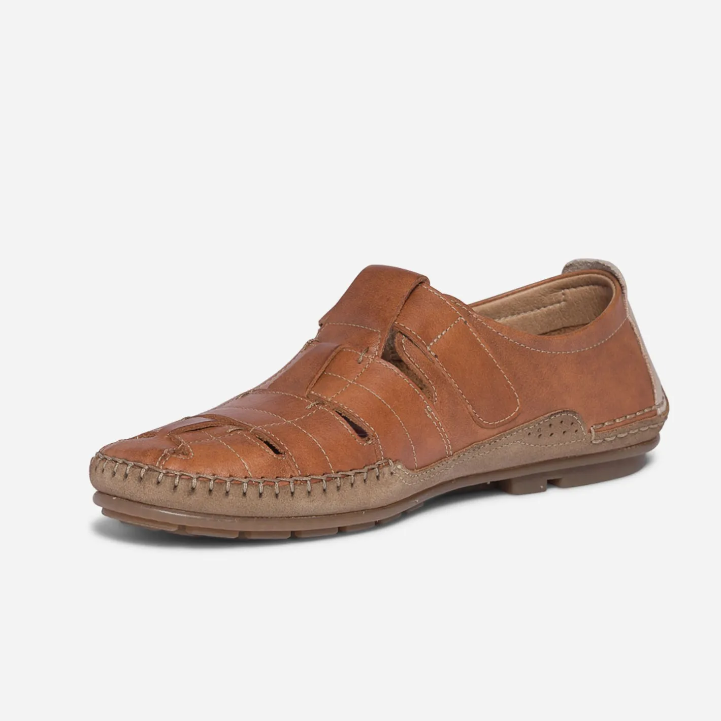 Sandale fermée camel en cuir^Fluchos Discount