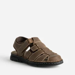 Sandale fermée marron cuir^FRANCE ARNO Discount