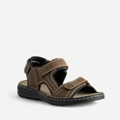 Sandale marron cuir à scratchs^FRANCE ARNO Outlet
