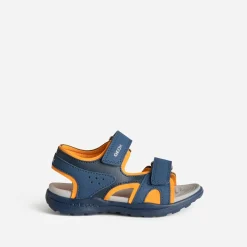 Sandale , noire, orange à scratchs^GEOX Outlet