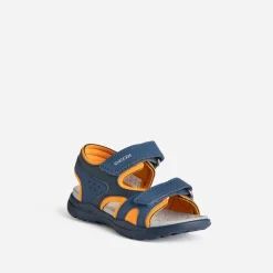 Sandale , noire, orange à scratchs^GEOX Outlet