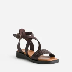 Sandale foncé cuir bride tressée éco-conçu^Eram Sale
