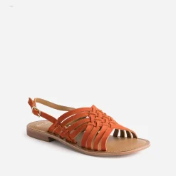 Sandale en cuir velours tressé^Eram