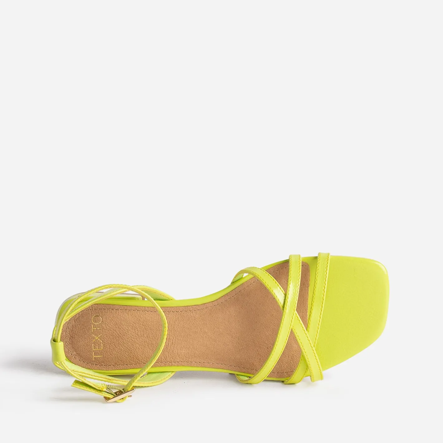Sandale plate lime verni^Texto Clearance